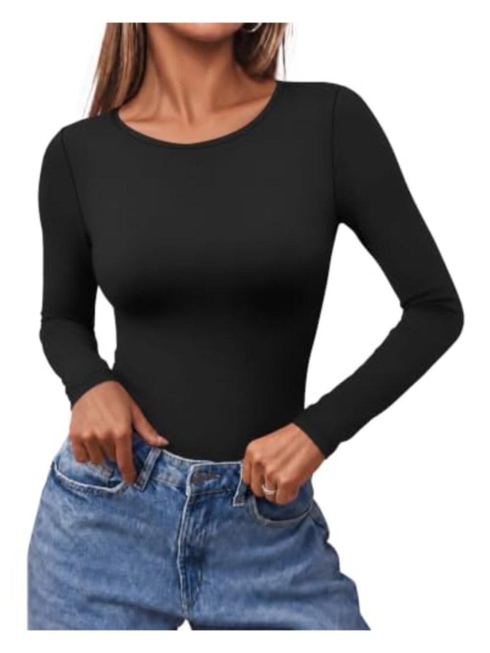 Scoop Neck Thermal Top Long Sleeve Slim Fitted Basic Layer Women's Shirt